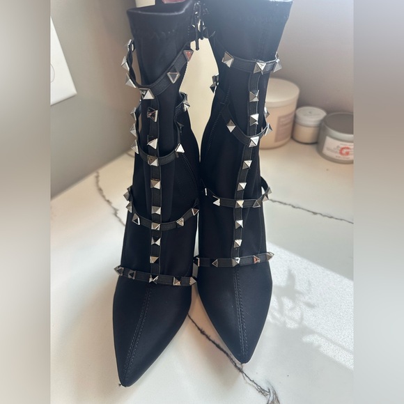 Black Studded Ankle Boots - Picture 1 of 5